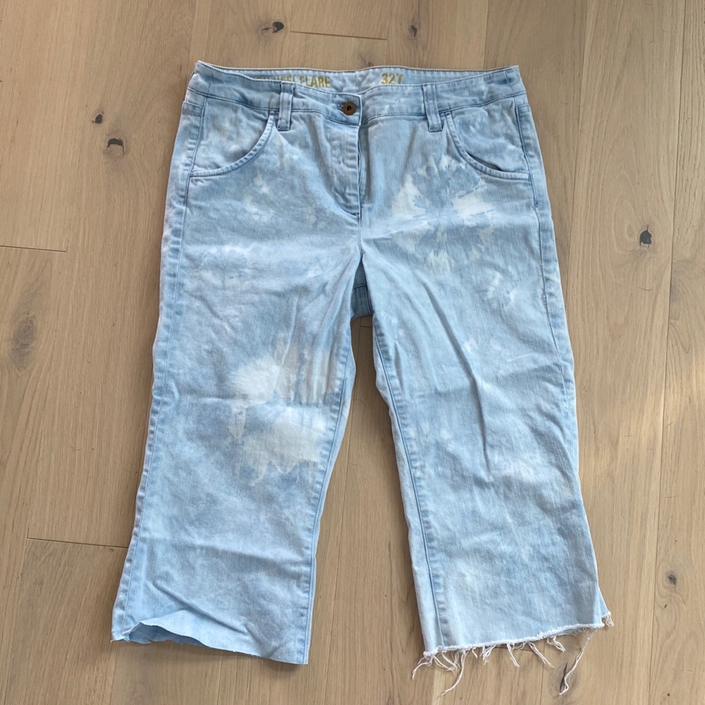 Jcrew White jeans - indigo tye died and cutoff!